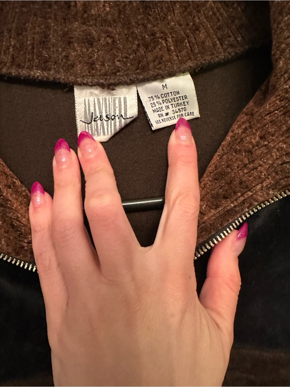 Vintage 90’s/Y2K Jason Maxwell Brown & Black Quarter-Zip Turtleneck Sweater M - Picture 2 of 4